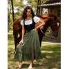 image:imageForest Green Tiered Long Skirt for Women Renaissance Maxi with High Waist and Slit Green L