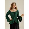image:imageSCARLET DARKNESS Womens 2024 Renaissance Shirt Off Shoulder Bell Sleeve Loose Fit Peasant Tops Dark Green S