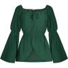image:imageSCARLET DARKNESS Womens 2024 Renaissance Shirt Off Shoulder Bell Sleeve Loose Fit Peasant Tops Dark Green S