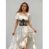 image:imageScarlet Darkness Corset Belt for Women Renaissance Lace up Corset Floral Wide Waist BeltsBlack Mushroom