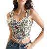 image:imageScarlet Darkness Corset Tops for Women Sweetheart Neckline Fishbone Bodice Floral Corset with Zipper Size 618Cream Chrysanthemum