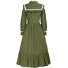image:imageScarlet Darkness Girls Dresses Long Sleeve Casual High Neck Girl Dress Children Kids Ruffle Trim Outfits Olive Green 10Y
