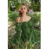 image:imageScarlet Darkness Womens Renaissance Fairy Dress 2026 Summer Boho Off The Shoulder Flowy Corset Mini DressesMatcha Green