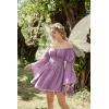 image:imageScarlet Darkness Womens Renaissance Fairy Dress 2026 Summer Boho Off The Shoulder Flowy Corset Mini DressesTaro Purple