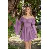 image:imageScarlet Darkness Womens Renaissance Fairy Dress 2026 Summer Boho Off The Shoulder Flowy Corset Mini DressesTaro Purple