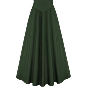 image:imageScarlet Darkness Casual Maxi Skirts for Women Renaissance Skirt High Waist A Line Long Skirt Green L