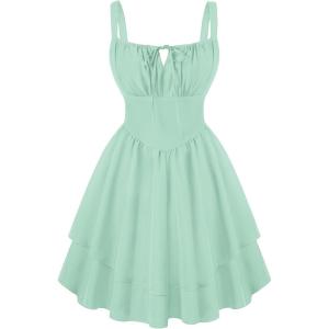 image:imageScarlet Darkness Corset Mini Dress for Women Teens 2026 Summer Ruffle Sundress Graduation Homecoming DressesSage Green