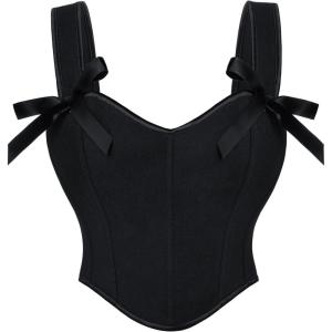 image:imageScarlet Darkness Corset Tops for Women Sweetheart Neckline Fishbone Bodice Floral Corset with Zipper Size 618Dark Black