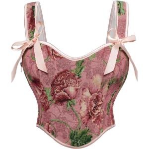 image:imageScarlet Darkness Corset Tops for Women Sweetheart Neckline Fishbone Bodice Floral Corset with Zipper Size 618Sweet Pink Flower