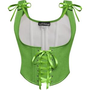 image:imageScarlet Darkness Womens Underbust Corset Top Renaissance Medieval Laceup Boned Fairycore Pirate CorsetsSolid Leaf Green