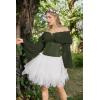 image:imageScarlet Darkness Renaissance Shirt Women Long Sleeve Off Shoulder Tops Pirate Peasant BlouseDark Olive Green