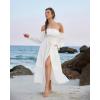 image:imageScarlet Darkness Womens Boho Dress 2026 Summer Off The Shoulder Long Sleeve Renaissance Maxi Dresses with Split White XL