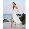 image:imageScarlet Darkness Womens Boho Dress 2026 Summer Off The Shoulder Long Sleeve Renaissance Maxi Dresses with Split White XL