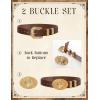 image:imageScarlet Darkness Womens Western Belt for Jeans 2 Gold Buckles PU Leather Renaissance AccessoriesDark Brown
