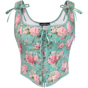 image:imageScarlet Darkness Women Renaissance Corset Pirate Bustier Top Bodice BodyshaperBlue Pink Floral