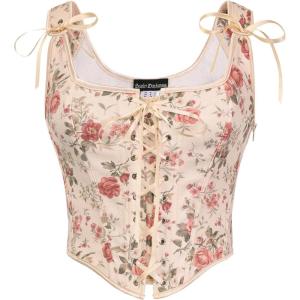 image:imageScarlet Darkness Women Renaissance Corset Pirate Bustier Top Bodice BodyshaperVintage Cream Floral
