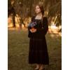 image:imageSCARLET DARKNESS Renaissance Dress Women Bell Long Sleeve Square Neck Peasant Maxi Dresses Black S