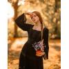 image:imageSCARLET DARKNESS Renaissance Dress Women Bell Long Sleeve Square Neck Peasant Maxi Dresses Black S