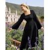 image:imageSCARLET DARKNESS Renaissance Dress Women Bell Long Sleeve Square Neck Peasant Maxi Dresses Black S