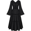 image:imageSCARLET DARKNESS Renaissance Dress Women Bell Long Sleeve Square Neck Peasant Maxi Dresses Black S