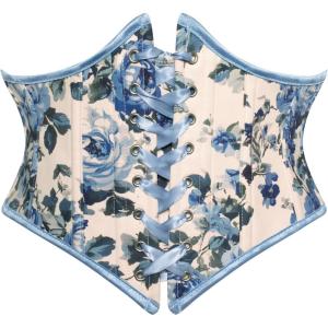 image:imageScarlet Darkness Corset Belt for Women Floral Lace Up Boned Underbust Corset Waist BeltsBlue Rose