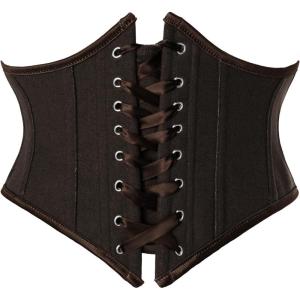 image:imageScarlet Darkness Corset Belt for Women Floral Lace Up Boned Underbust Corset Waist BeltsDark Brown