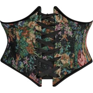 image:imageScarlet Darkness Corset Belt for Women Floral Lace Up Boned Underbust Corset Waist BeltsMidnight Garden