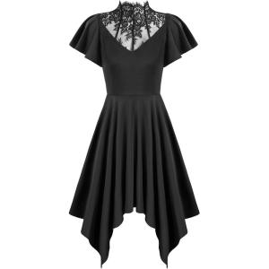 image:imageScarlet Darkness Gothic Dresses for Women Lace Neckline Vintage Party Dress