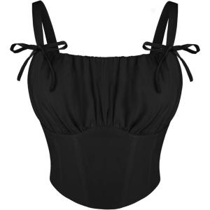 image:imageScarlet Darkness Womens Renaissance Shirt Summer Ruched Bust Fishbone Bustier Corset Tops