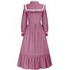 image:imageScarlet Darkness Girls Dresses Long Sleeve Casual High Neck Girl Dress Children Kids Ruffle Trim Outfits Pale Pink 8Y