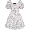 image:imageScarlet Darkness Off The Shoulder Summer Dress for Women Floral Puff Sleeve Milkmaid Dress White Purple Floral S