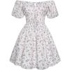 image:imageScarlet Darkness Off The Shoulder Summer Dress for Women Floral Puff Sleeve Milkmaid Dress White Purple Floral S