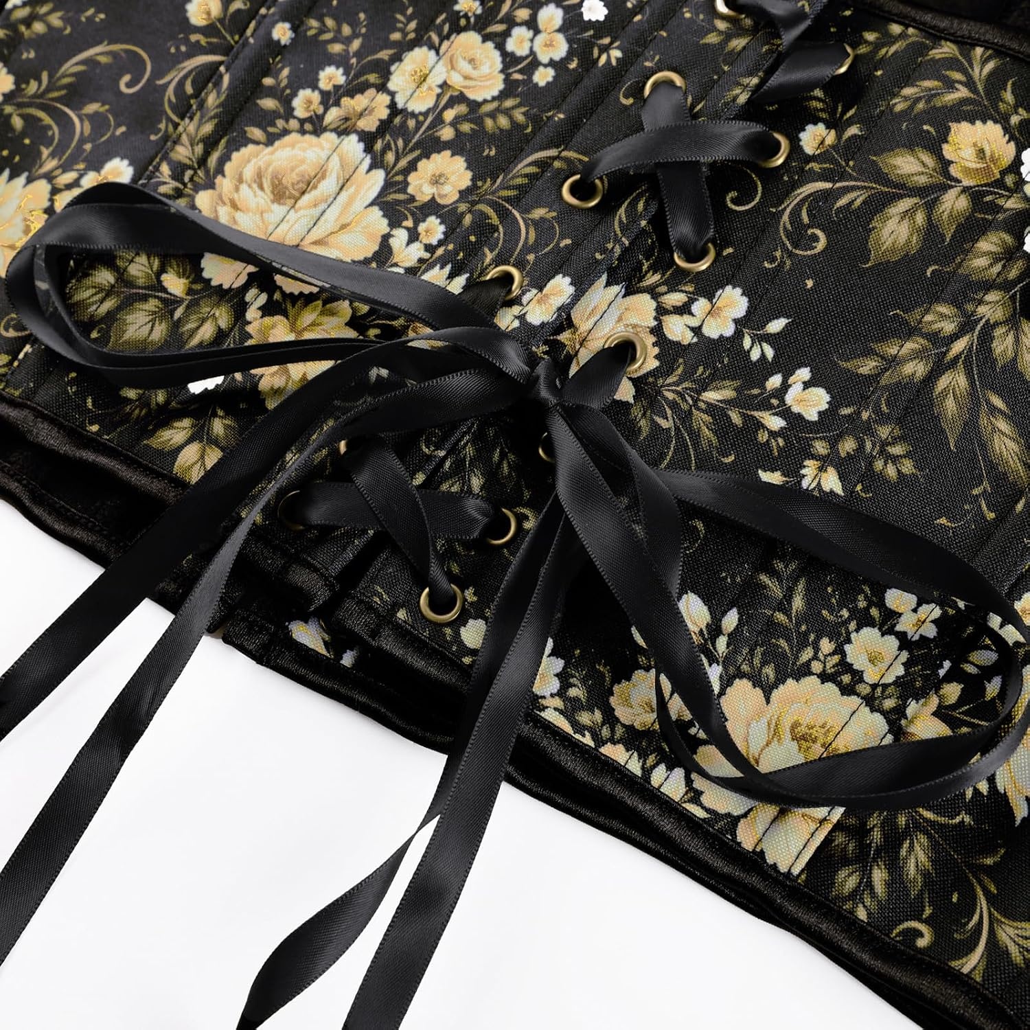 image:imageScarlet Darkness Renaissance Corset Top for Women Medieval Boned Floral Overbust Corsets Pirate Fairy Costume Size 618Black Antiquegold Floral