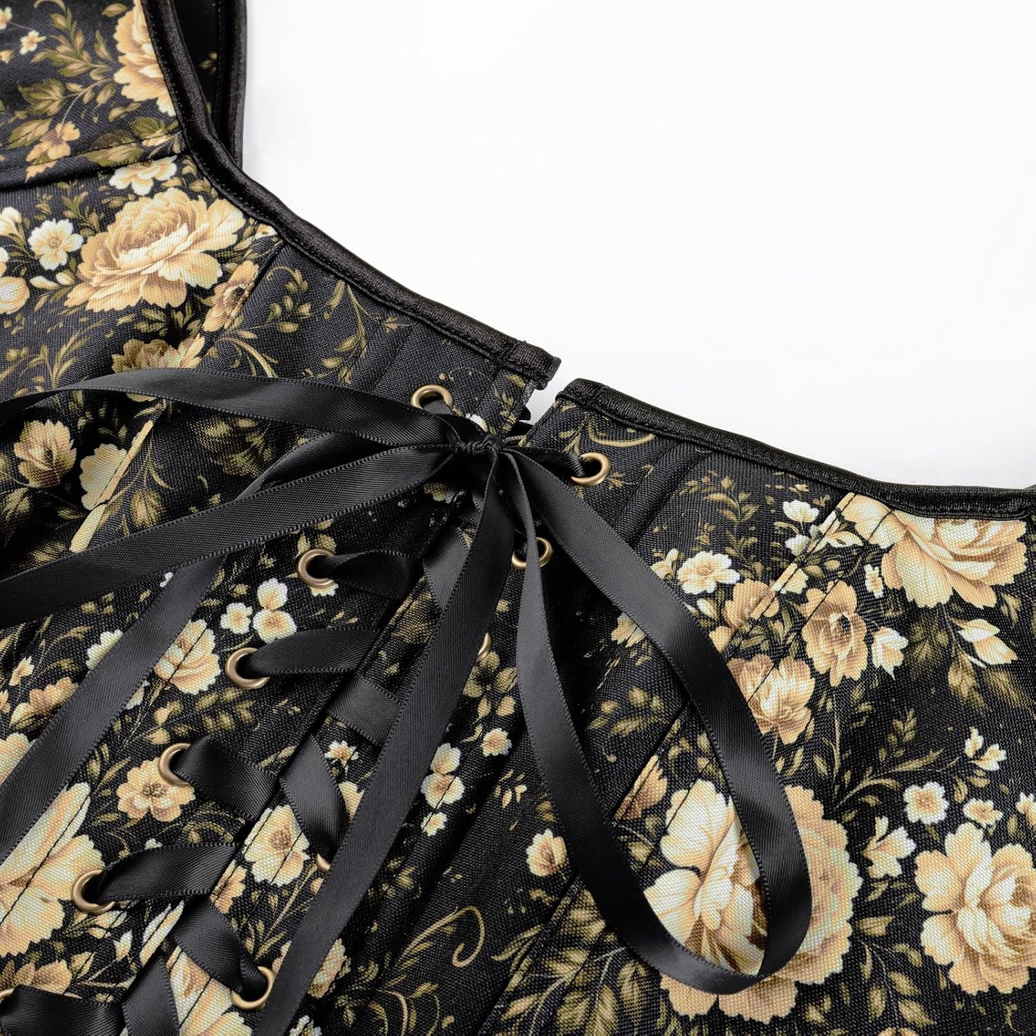 image:imageScarlet Darkness Renaissance Corset Top for Women Medieval Boned Floral Overbust Corsets Pirate Fairy Costume Size 618Black Antiquegold Floral