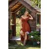 image:imageSCARLET DARKNESS Renaissance Corset Dress for Women Off Shoulder Flowy Sundress Wedding Guest Chiffon DressesBrown Orange