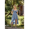 image:imageSCARLET DARKNESS Renaissance Corset Dress for Women Off Shoulder Flowy Sundress Wedding Guest Chiffon DressesGray Blue