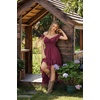 image:imageSCARLET DARKNESS Renaissance Corset Dress for Women Off Shoulder Flowy Sundress Wedding Guest Chiffon DressesRose Red