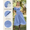 image:imageScarlet Darkness Corset Dress for Women Off Shoulder Renaissance Costume Short Sleeve Milkmaid Dresses with PocketsLight Blue