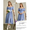 image:imageScarlet Darkness Corset Dress for Women Off Shoulder Renaissance Costume Short Sleeve Milkmaid Dresses with PocketsLight Blue