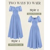 image:imageScarlet Darkness Corset Dress for Women Off Shoulder Renaissance Costume Short Sleeve Milkmaid Dresses with PocketsLight Blue