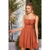 image:imageScarlet Darkness Corset Mini Dress for Women Teens 2026 Summer Ruffle Sundress Graduation Homecoming DressesCoral