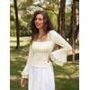 image:imageScarlet Darkness Long Sleeve Tops for Women Square Neck Shirts Fitted Fall Blouse Going Out Tees Beige XXL