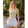 image:imageScarlet Darkness Renaissance Corset Top for Women Medieval Boned Floral Overbust Corsets Pirate Fairy Costume Size 618Strawberry Floral