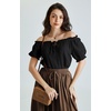 image:imageScarlet Darkness Renaissance Shirt Women Summer Off Shoulder Short Sleeve Peasant TopsBlack