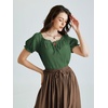image:imageScarlet Darkness Renaissance Shirt Women Summer Off Shoulder Short Sleeve Peasant TopsEden Green