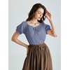 image:imageScarlet Darkness Renaissance Shirt Women Summer Off Shoulder Short Sleeve Peasant TopsGray Blue
