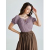 image:imageScarlet Darkness Renaissance Shirt Women Summer Off Shoulder Short Sleeve Peasant TopsGray Purple