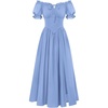 image:imageScarlet Darkness Corset Dress for Women Off Shoulder Renaissance Costume Short Sleeve Milkmaid Dresses with PocketsLight Blue