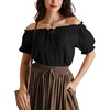image:imageScarlet Darkness Renaissance Shirt Women Summer Off Shoulder Short Sleeve Peasant TopsBlack
