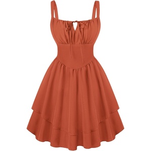image:imageScarlet Darkness Corset Mini Dress for Women Teens 2026 Summer Ruffle Sundress Graduation Homecoming DressesCoral